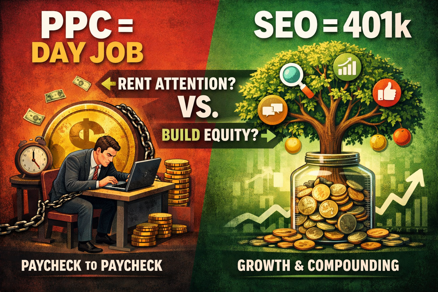 Why SEO is like a 401k, and PPC is like a Day Job
