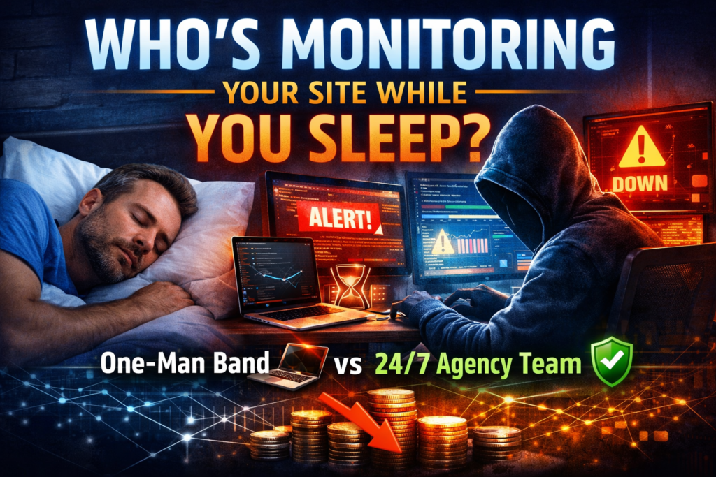 Who is monitoring the website while you're sleep
